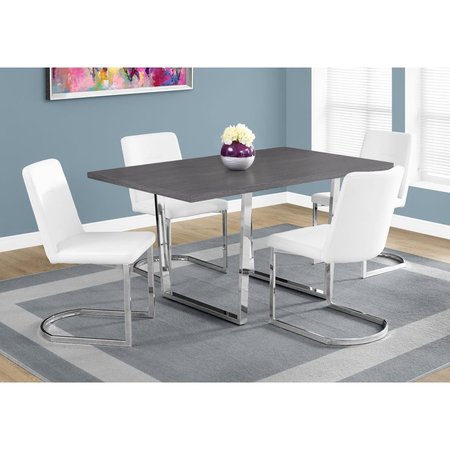 GFANCY FIXTURES 30.25 in. Grey Particle Board & Chrome Metal Dining Table GF2475839